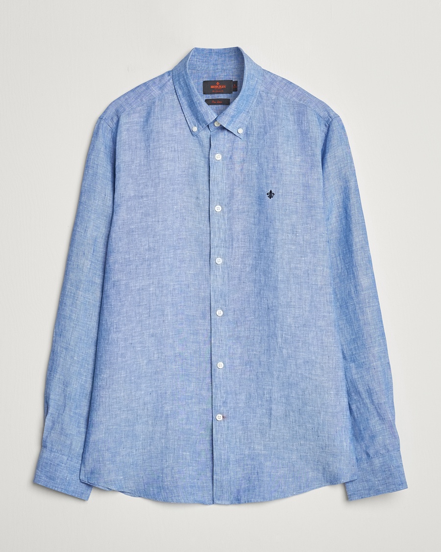 Morris Douglas Linen Button Down Shirt Blue – Bleu