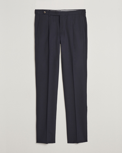  Gentleman Fit Wool Stretch Trousers Navy