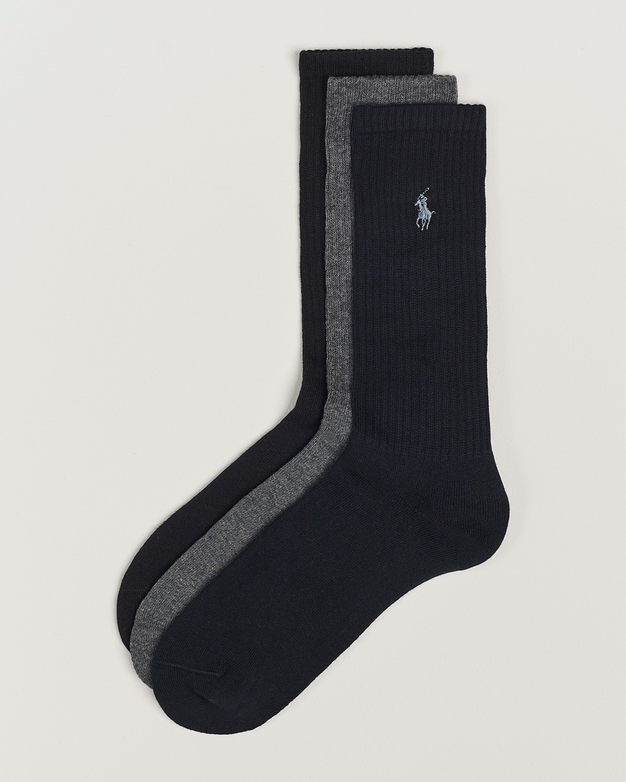 Polo Ralph Lauren 3-Pack Crew Sock Navy/Charcoal/Black – Bleu