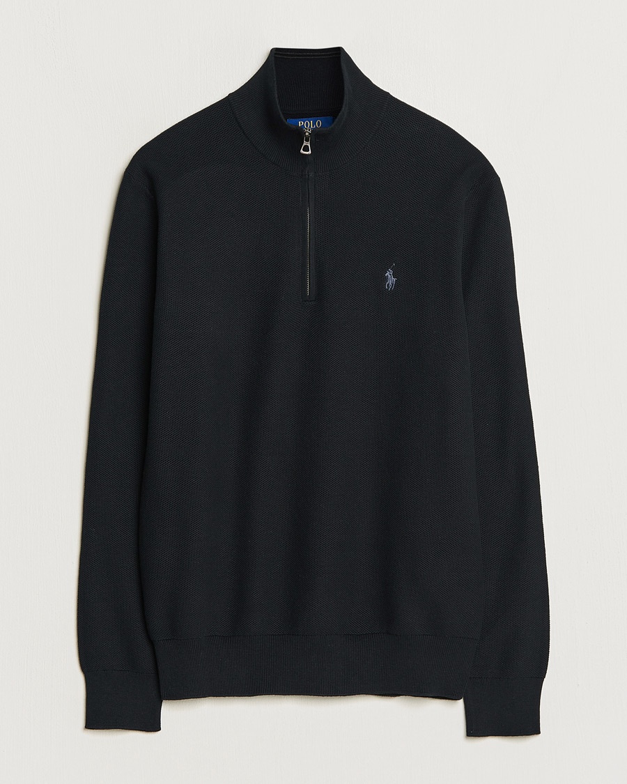 Polo Ralph Lauren Textured Half Zip Polo Black – Noir