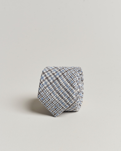 Homme |  | Amanda Christensen | Linen Structured 8cm Tie White/Blue/Brown