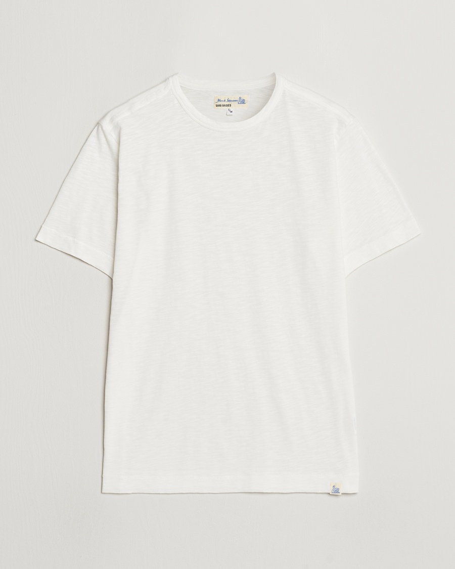 Merz b. Schwanen Organic Pima Cotton Slub Crew Neck T-Shirt White – Blanc