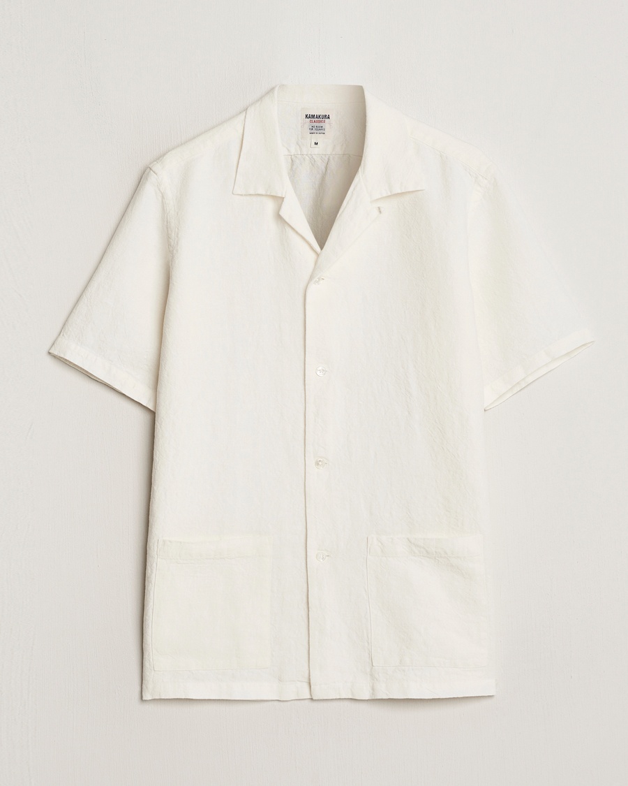 Kamakura Shirts Vintage Ivy Heavy Linen Beach Shirt White – Blanc