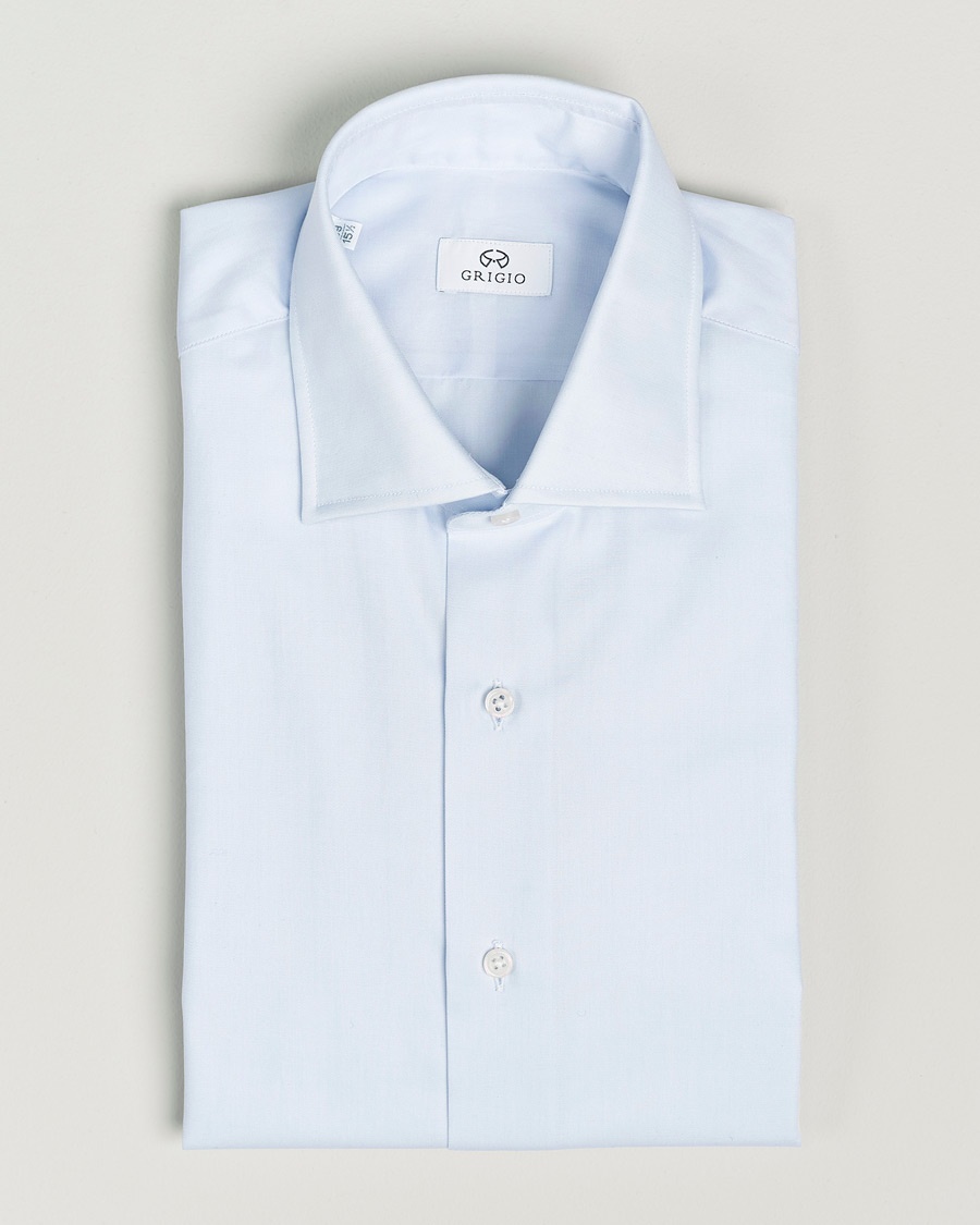 Grigio Cotton Twill Dress Shirt Light Blue – Bleu