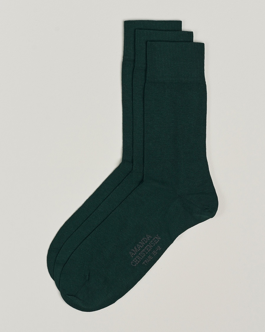 Amanda Christensen 3-Pack True Cotton Socks Bottle Green – Vert