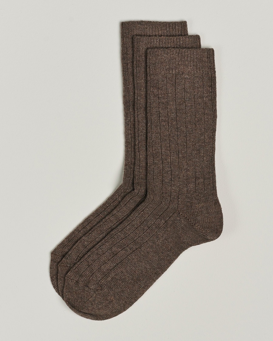 Amanda Christensen 3-Pack Supreme Wool/Cashmere Sock Brown Melange – Marron