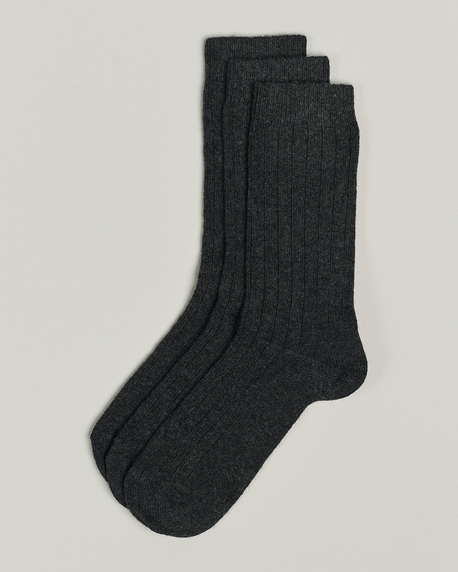 Amanda Christensen 3-Pack Supreme Wool/Cashmere Sock Antracite Melange – Gris