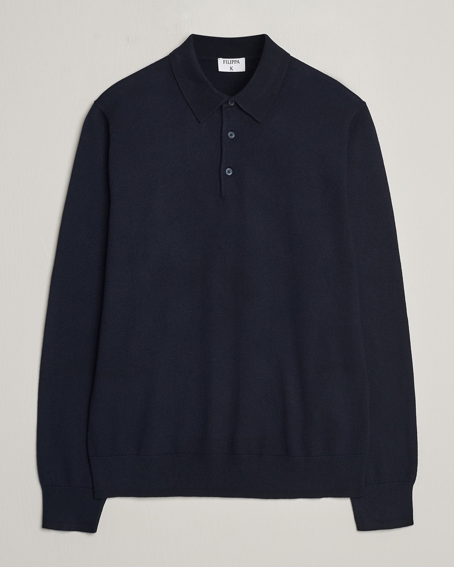 Filippa K Knitted Polo Shirt Navy – Bleu