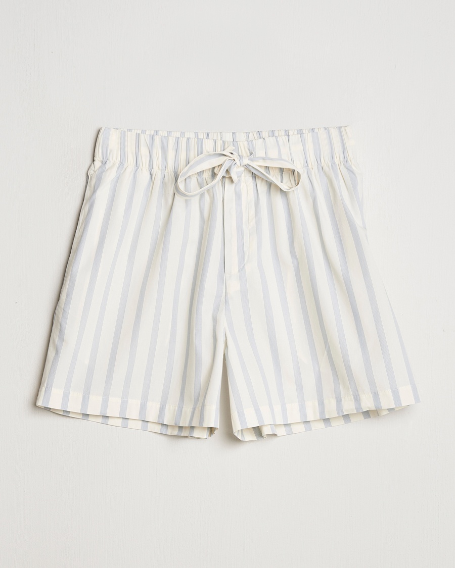 Tekla Poplin Pyjama Shorts Needle Stripes – Blanc