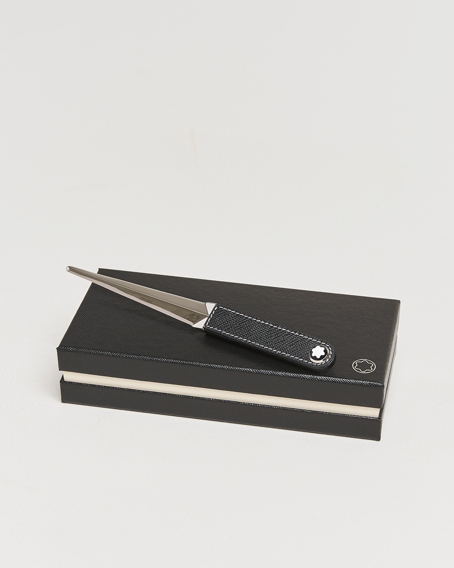Montblanc Letter Opener in Steel and Leather Black – Noir