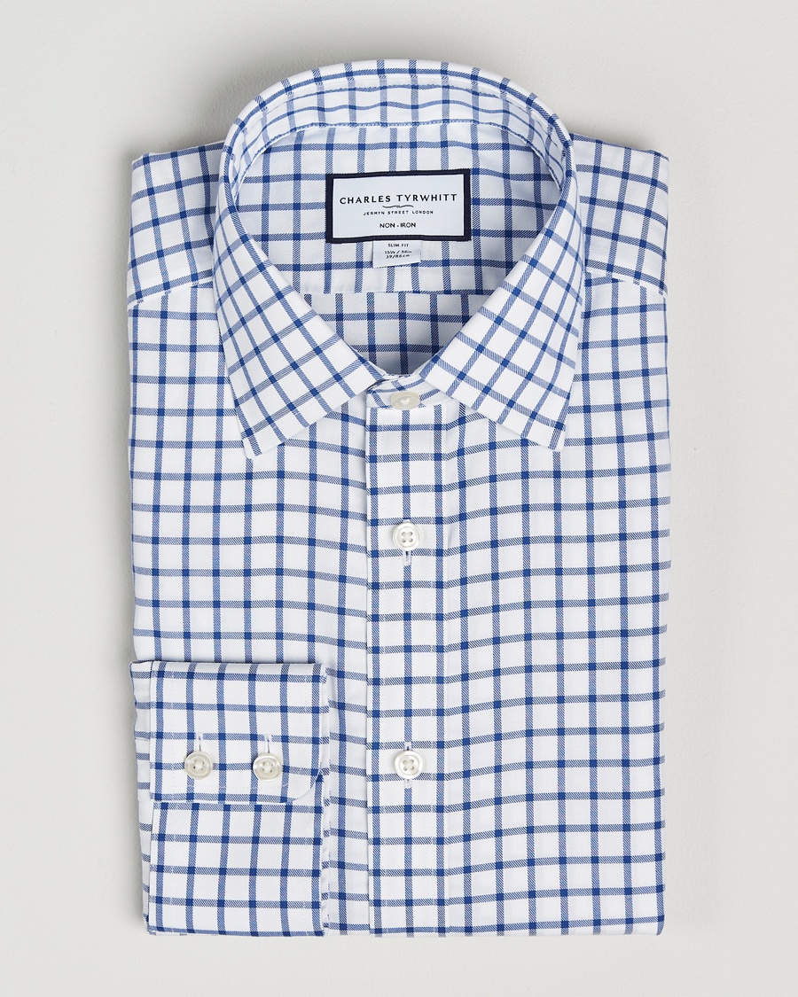 Charles Tyrwhitt Slim Fit Non Iron Grid Check Shirt Royal Blue – Bleu
