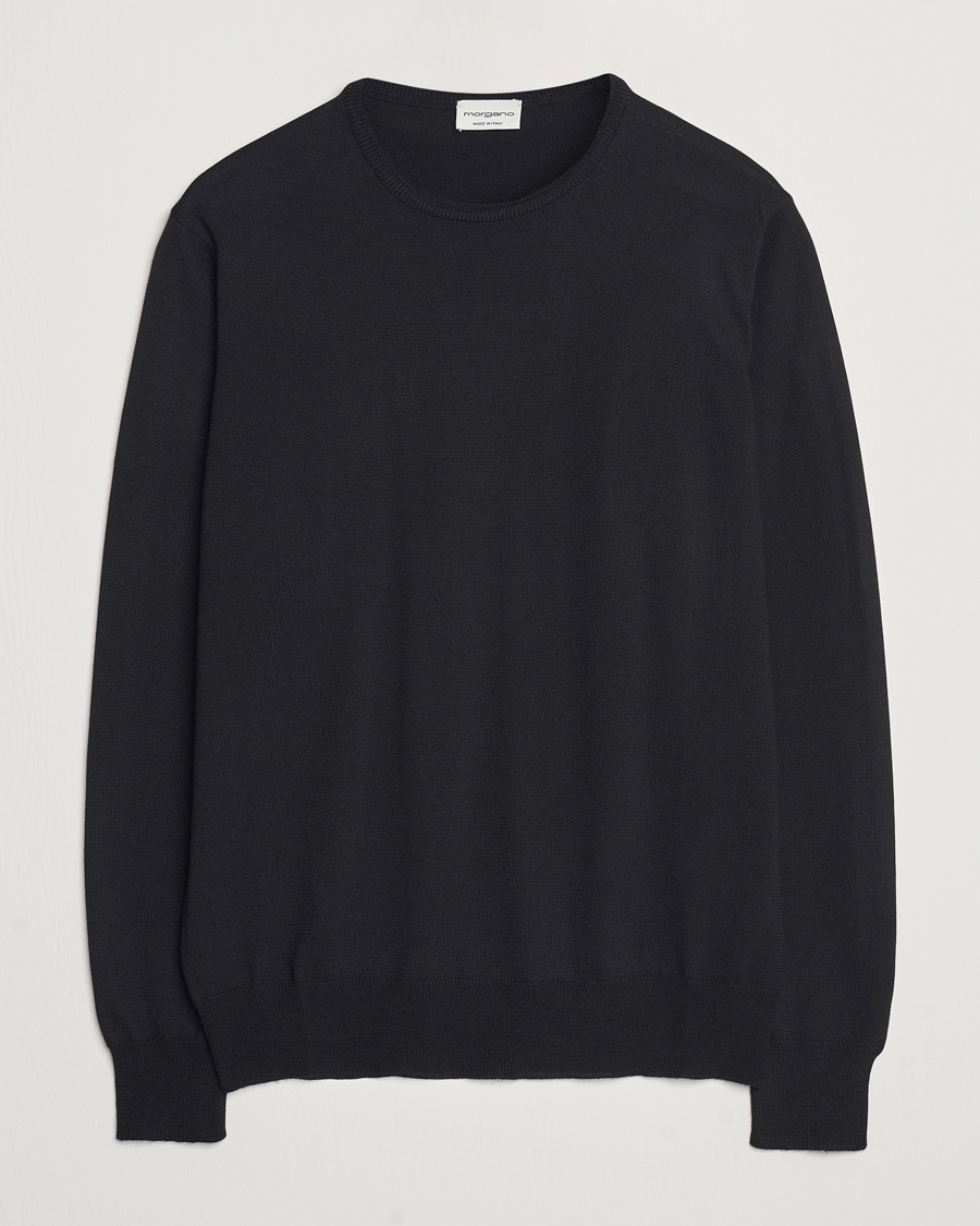 Morgano Extra Fine Merino Wool Crewneck Black – Noir