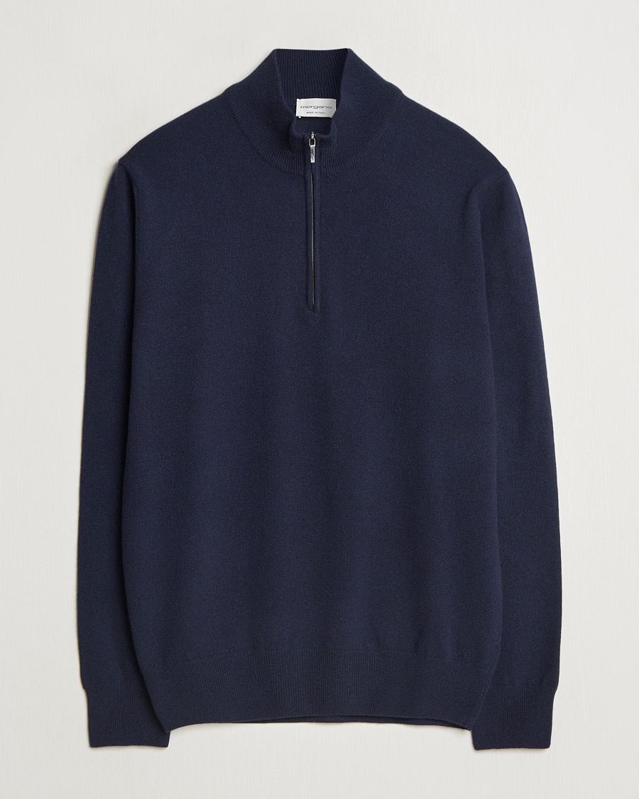 Morgano Wool/Cashmere Half-Zip Navy – Bleu