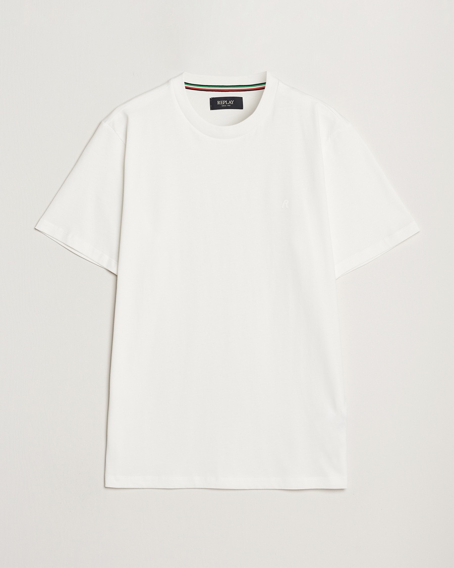 Replay Tonal Logo Crew Neck T-Shirt Off White – Blanc