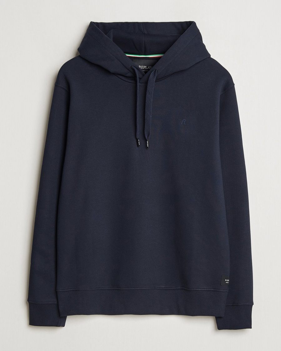 Replay Tonal Logo Hoodie Navy – Bleu