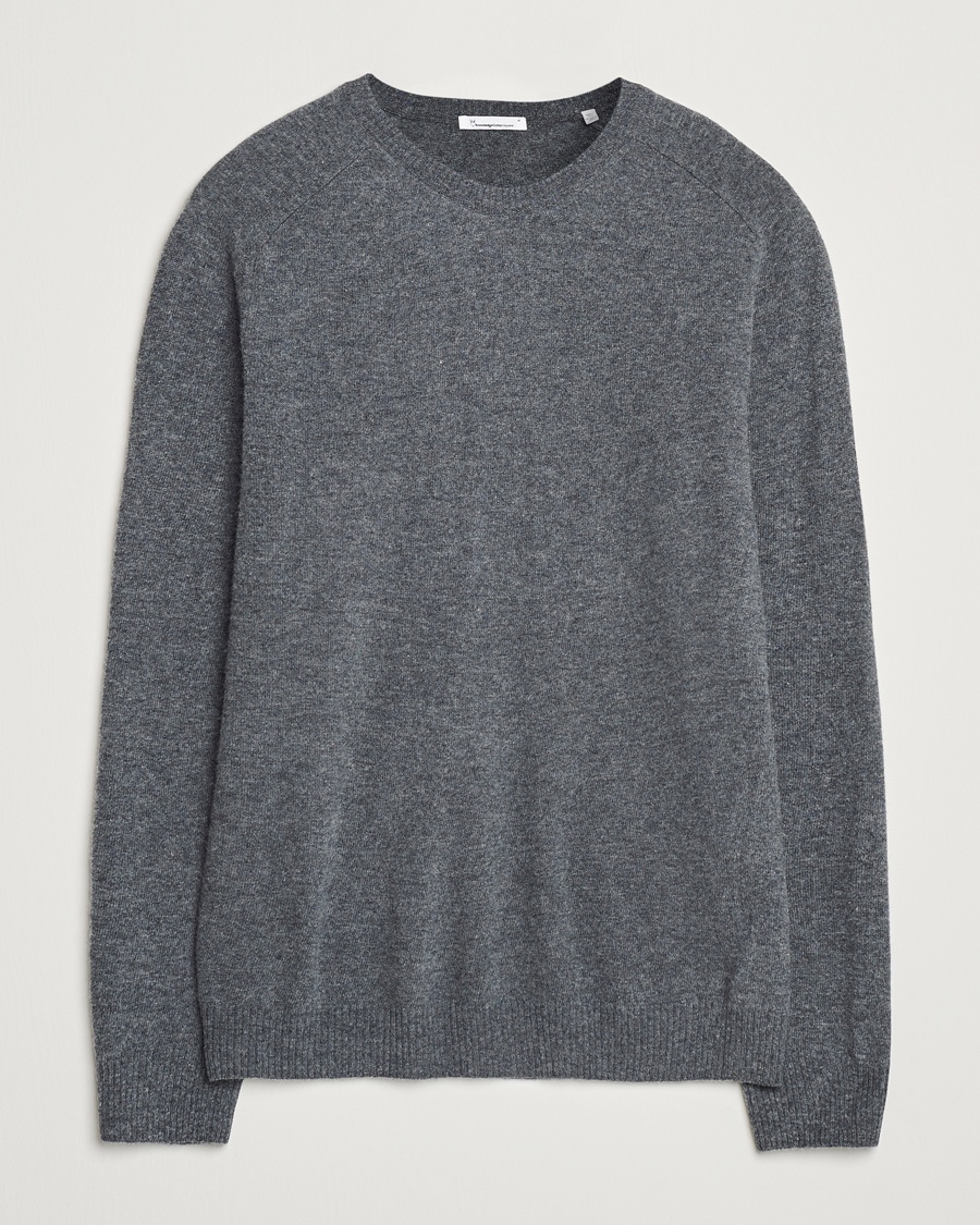 KnowledgeCotton Apparel Lambswool Roundneck Dark Grey – Gris