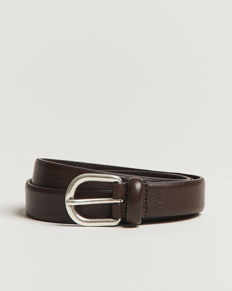 Anderson's Grained Leather Belt 2,5 cm Dark Brown – Marron