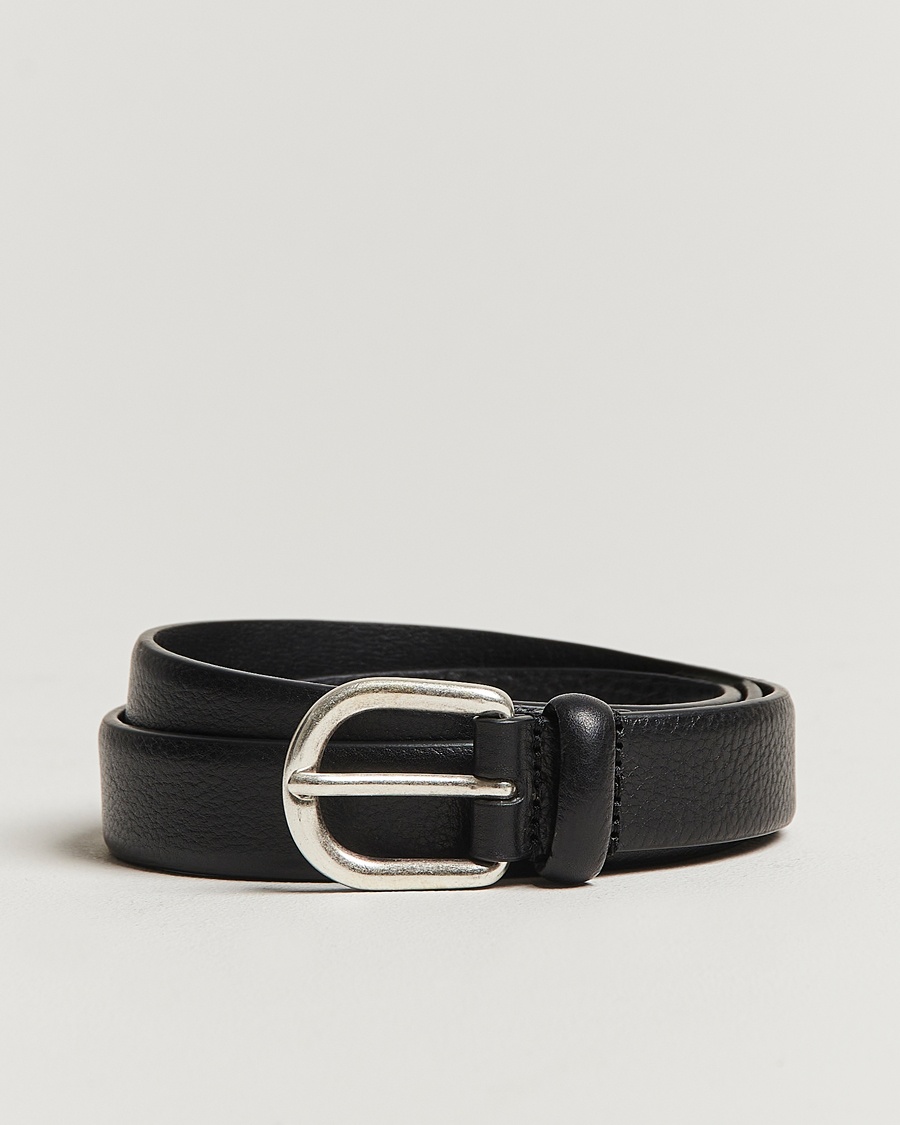 Anderson's Grained Leather Belt 2,5 cm Black – Noir
