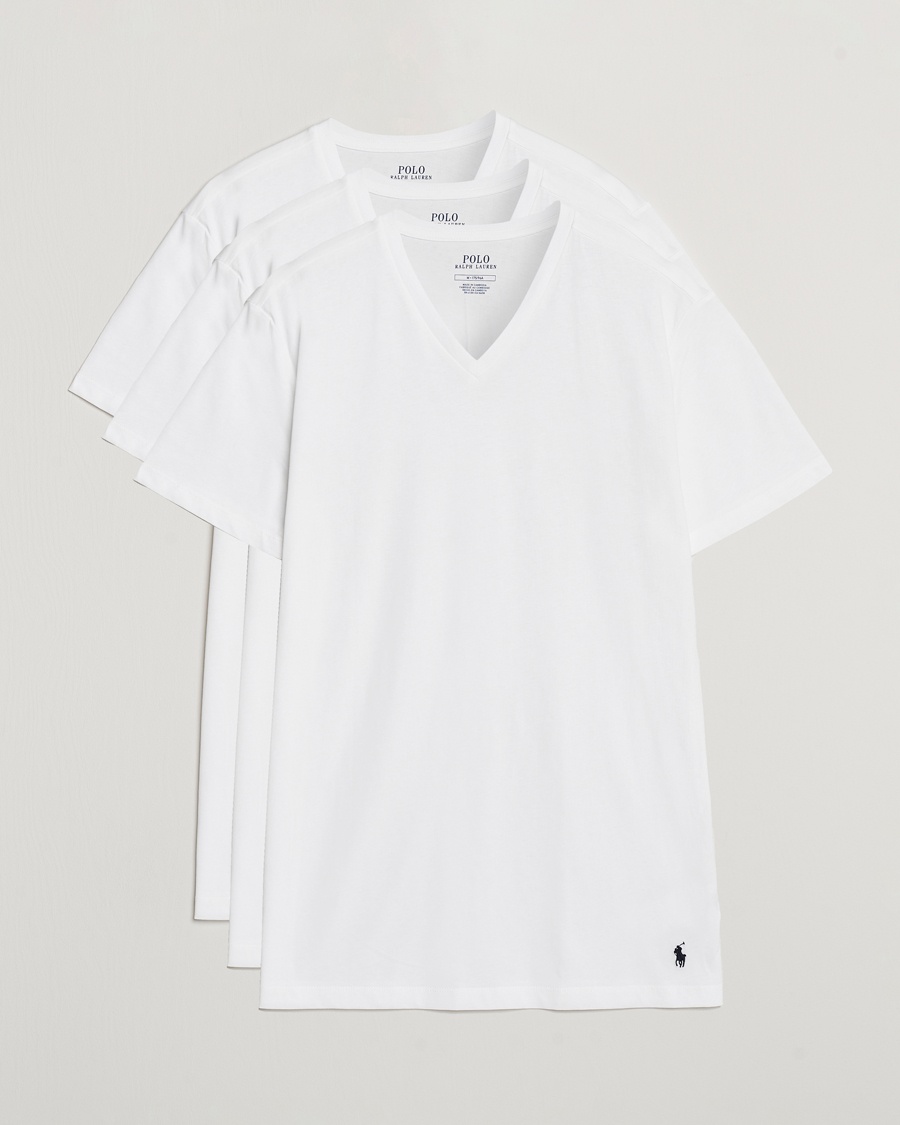 Polo Ralph Lauren 3-Pack V Neck T-Shirt White – Blanc