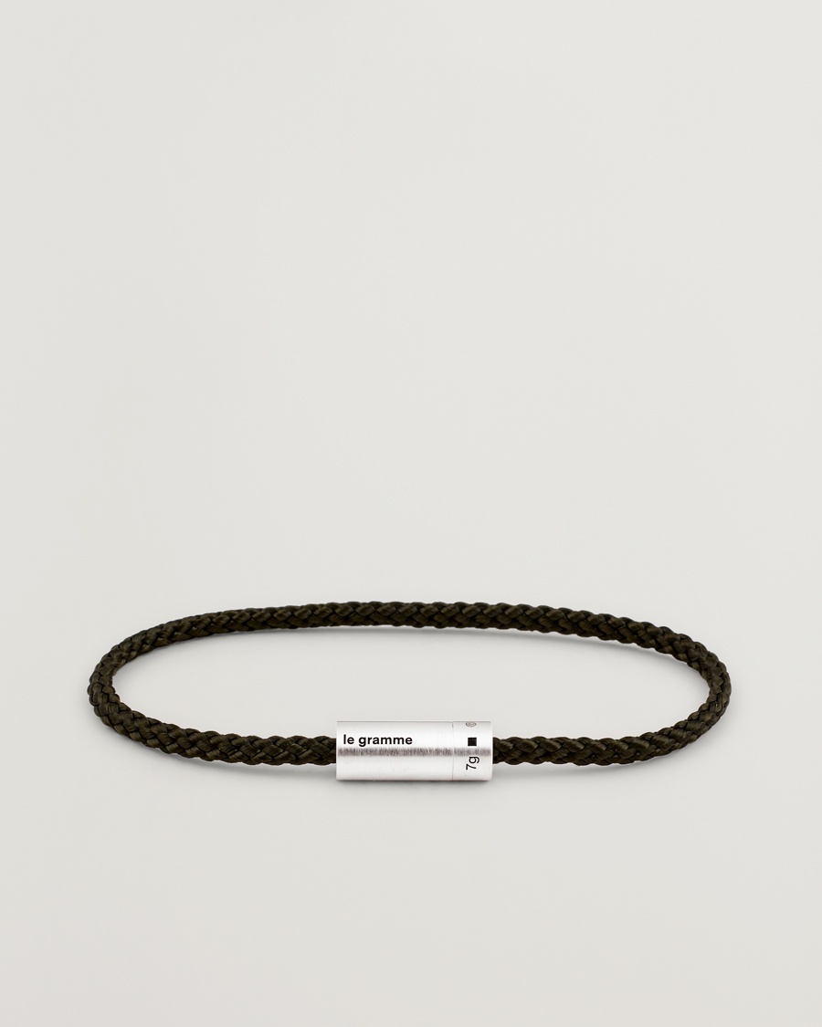 LE GRAMME Nato Cable Brushed Bracelet Khaki/Sterling Silver – Marron