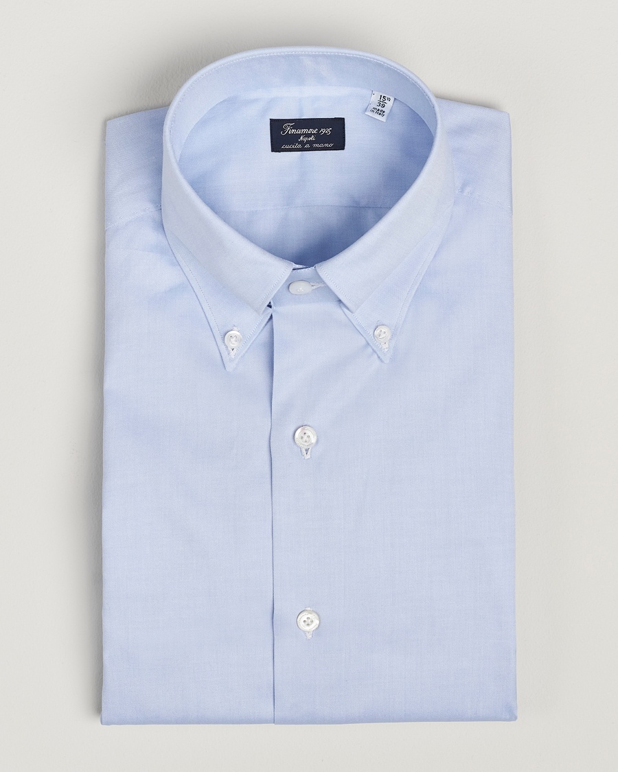 Finamore Napoli Milano Slim Oxford Button Down Shirt Light Blue – Bleu