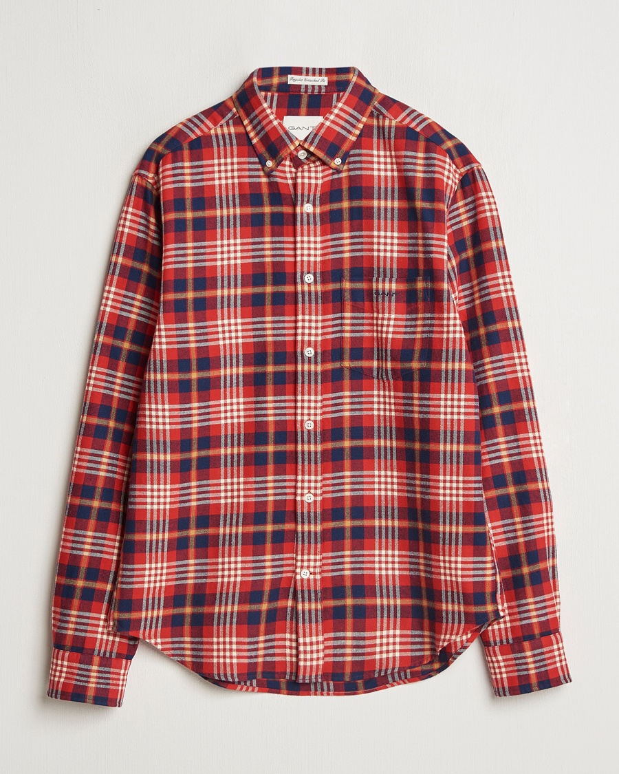 Gant Regular Flannel Plaid Shirt Ruby Red – Rouge