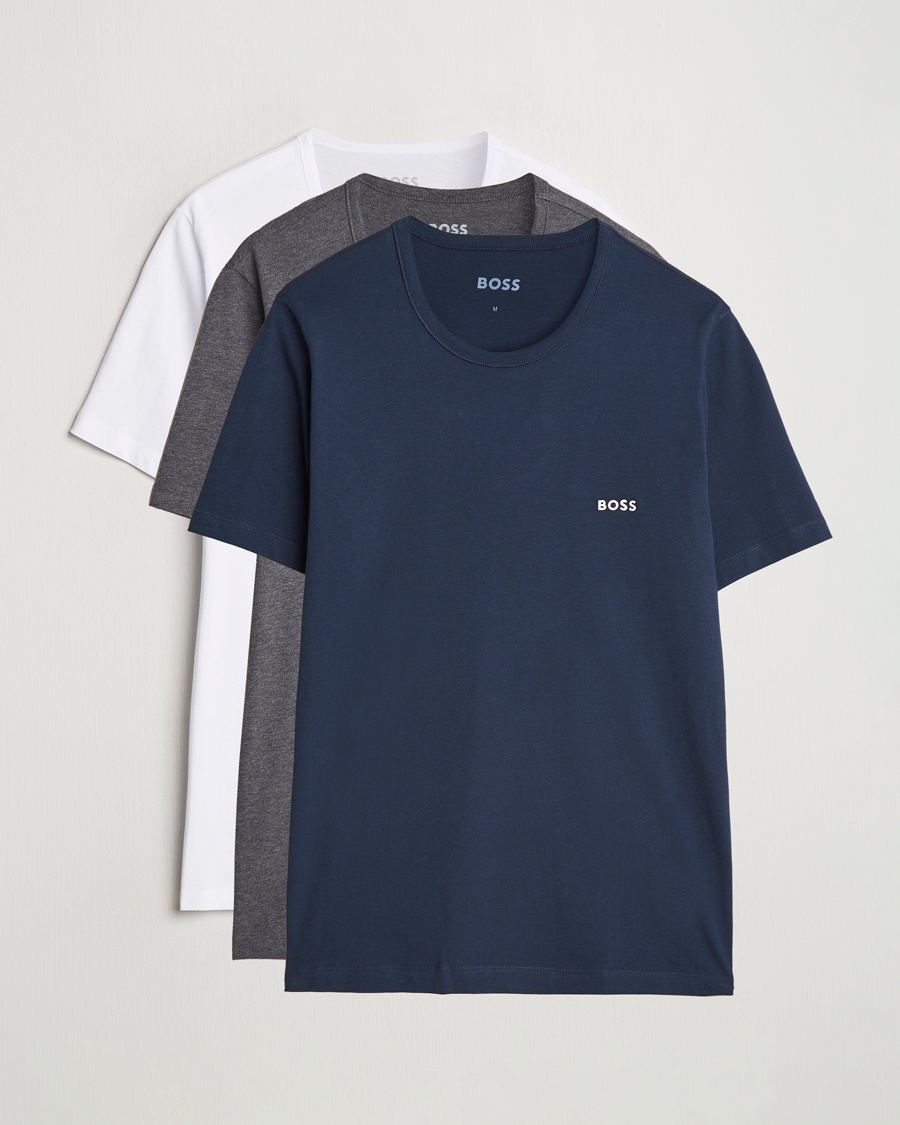 BOSS BLACK 3-Pack Crew Neck T-Shirt Grey/White/Navy – Blanc