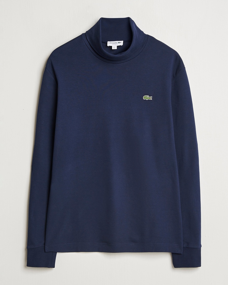 Lacoste Interlock Cotton Rollneck Navy – Bleu