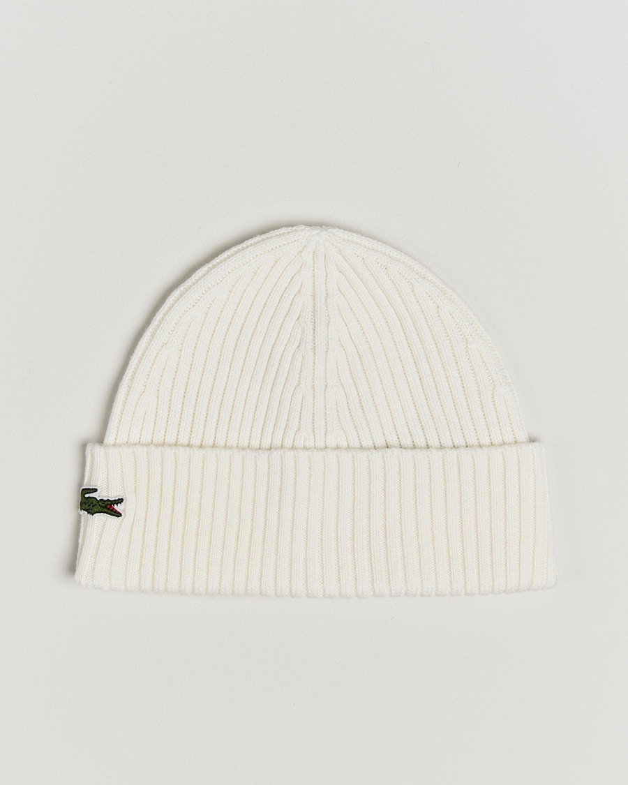 Lacoste Wool Knitted Beanie Flour – Blanc