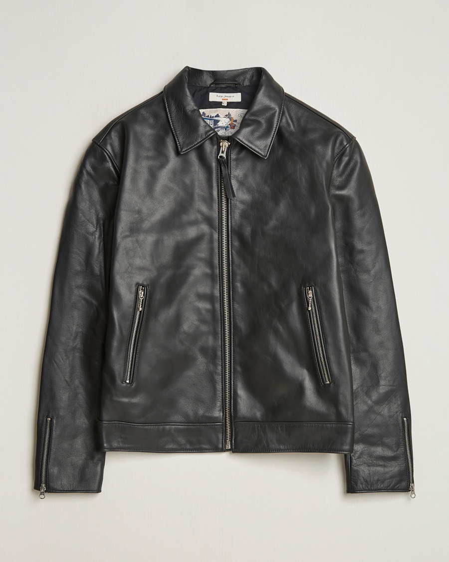 Nudie Jeans Eddy Rider Leather Jacket Black – Noir