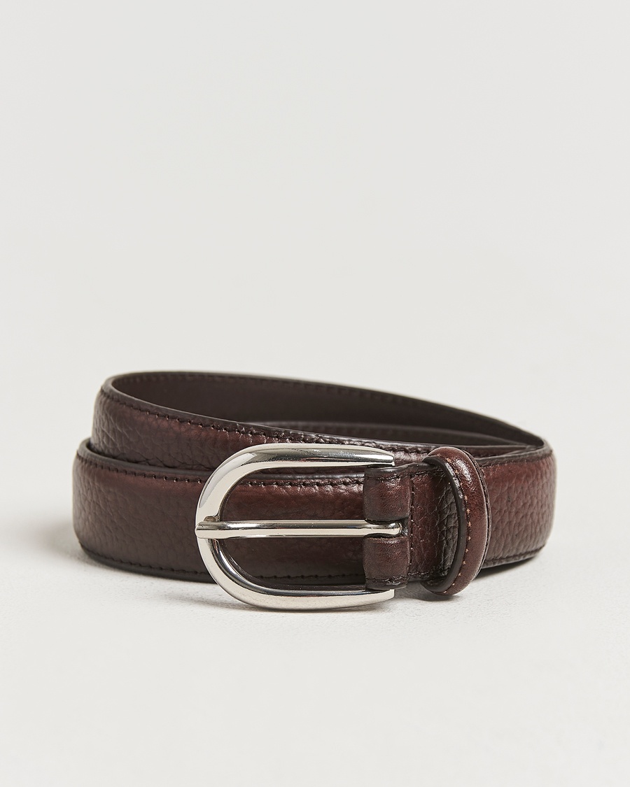Loake Shoemakers Loake 1880 Harry Grained Leather Belt Dark Brown – Marron