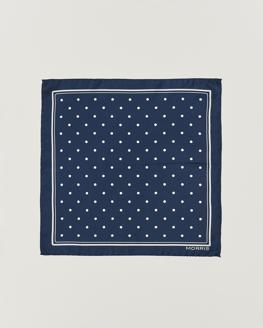Morris Dot Pocket Square Navy – Bleu