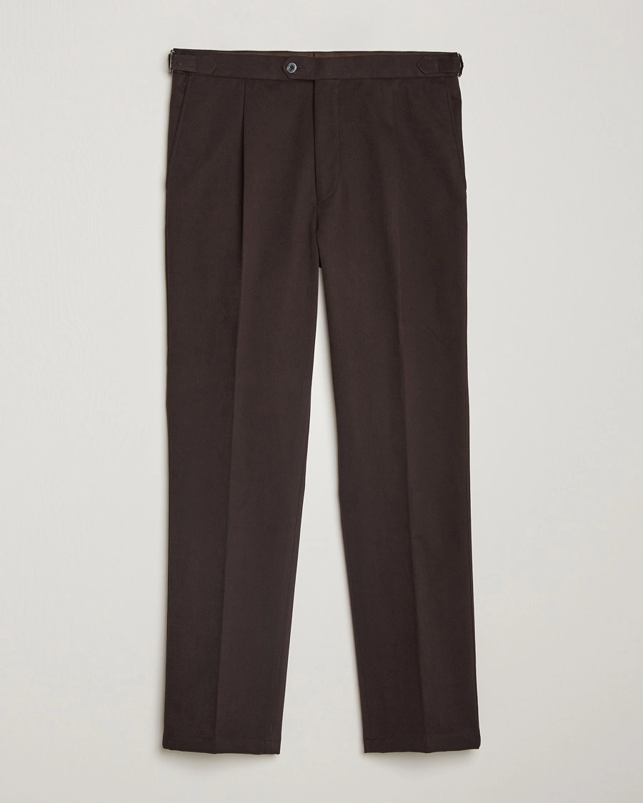 Oscar Jacobson Delon Brushed Cotton Trousers Brown – Marron