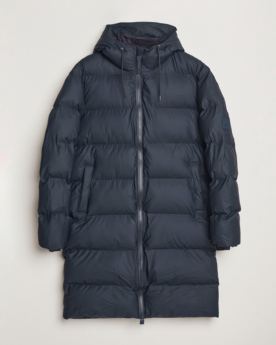 RAINS Alta Long Puffer Parka Navy – Bleu