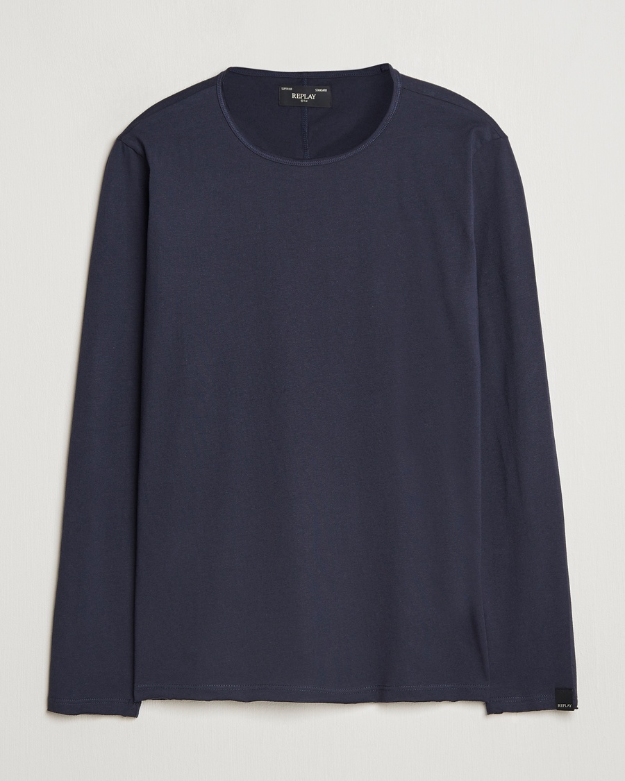 Replay Crew Neck Long Sleeve T-Shirt Night Blue – Bleu