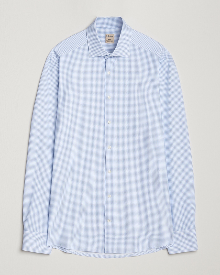 Stenströms Slimline Active Stretch Houndstooth Shirt Light Blue – Bleu