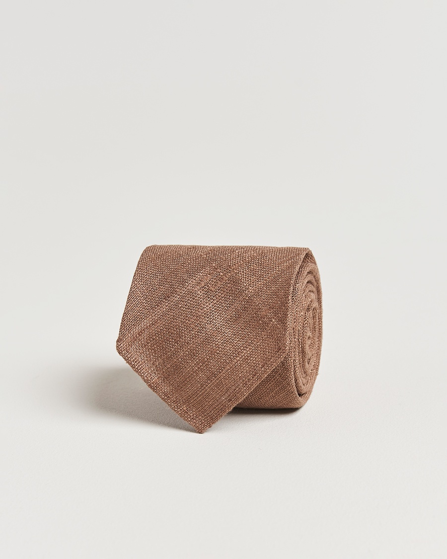Drake'sSilk Tussah Handrolled TieCoffee – Marron