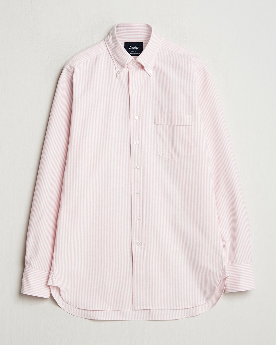 Drake's Striped Button Down Oxford Shirt Pink – Rose