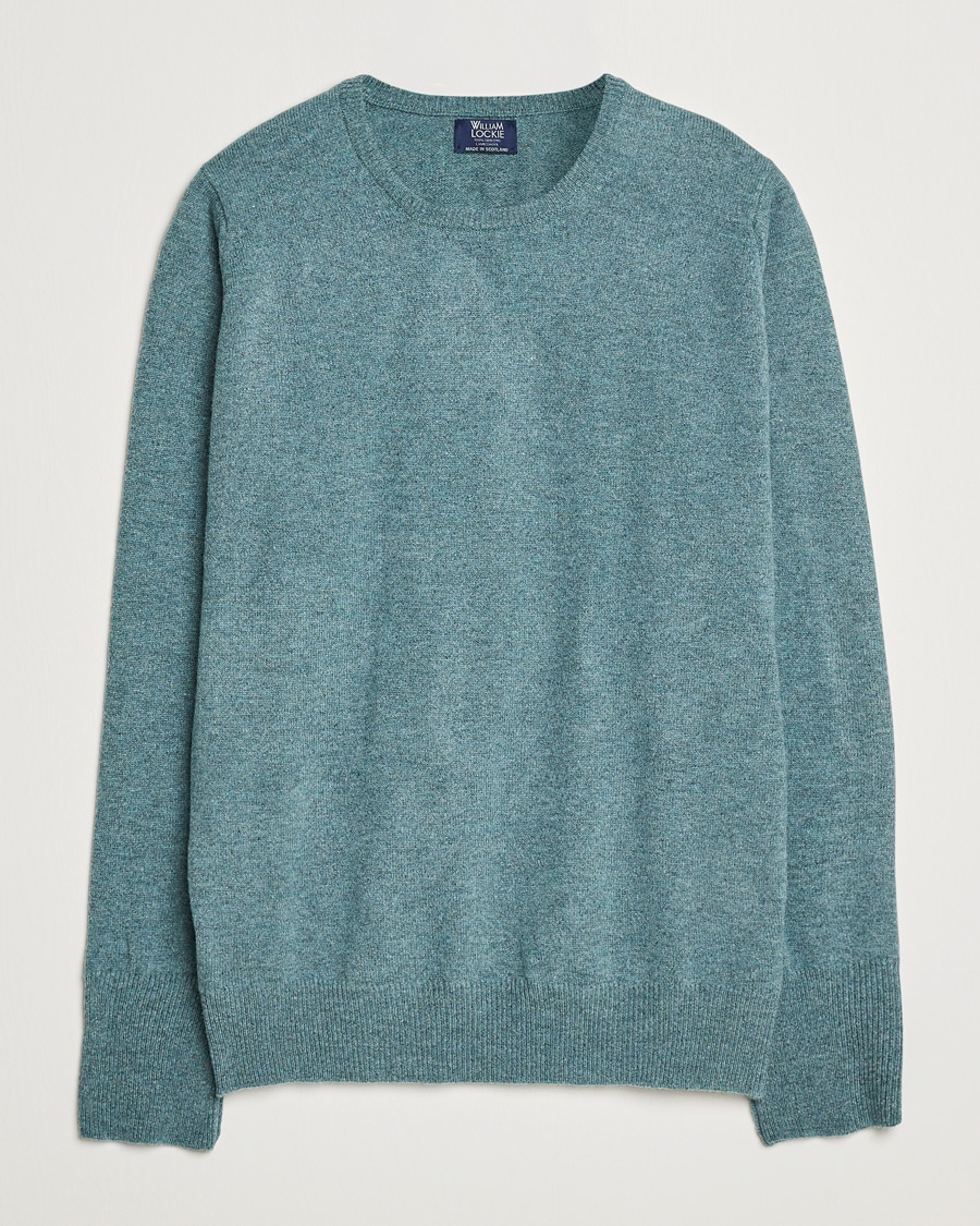 William Lockie Rob Lambswool Crewneck Caspian – Vert