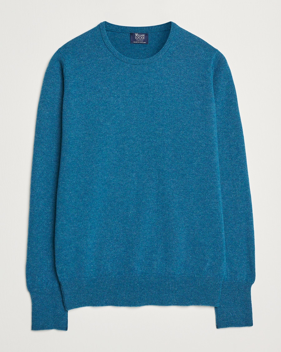 William Lockie Rob Lambswool Crewneck Mallard – Bleu