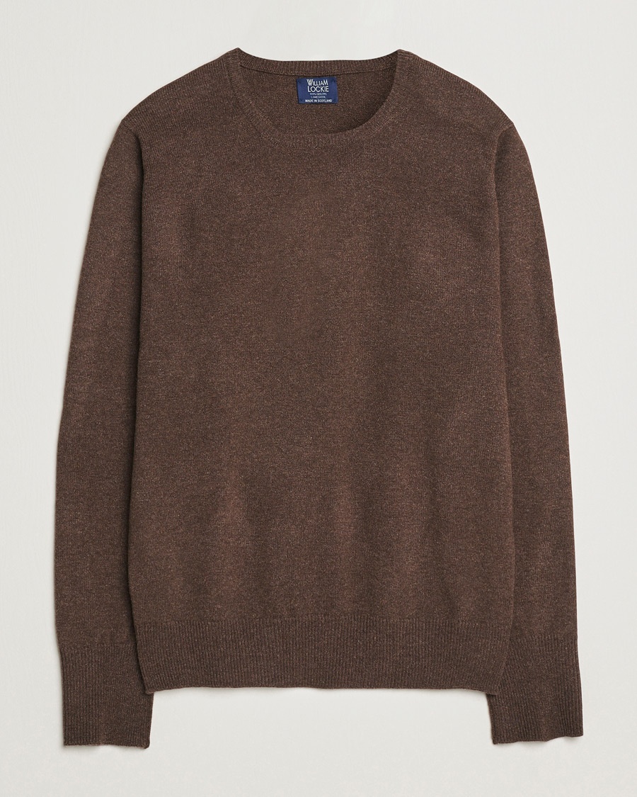 William Lockie Rob Lambswool Crewneck Mocha – Marron