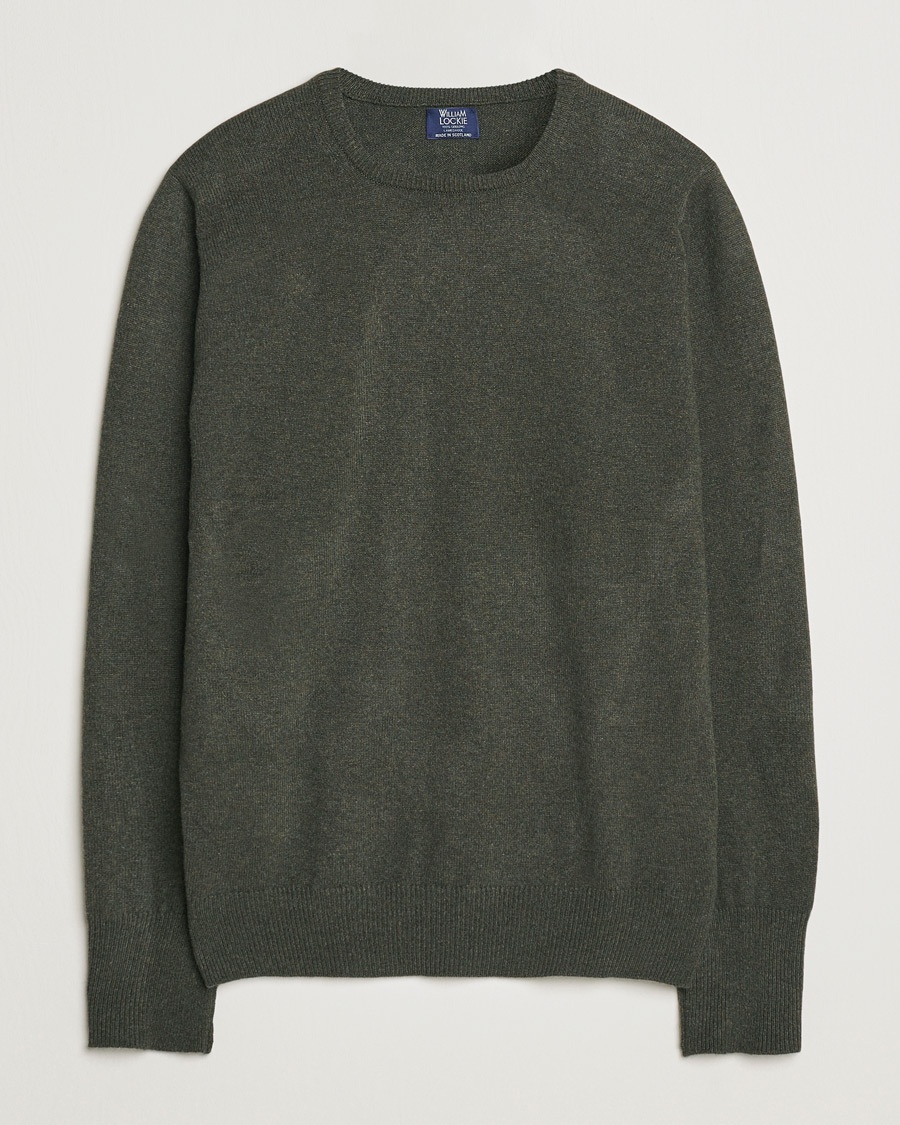 William Lockie Rob Lambswool Crewneck Seaweed – Vert