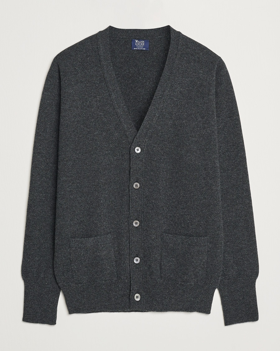 William Lockie Rob Lambswool Cardigan Charcoal – Gris