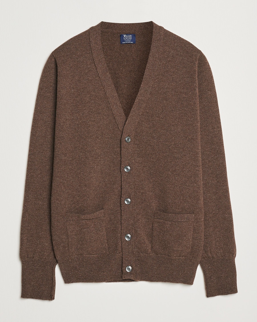 William Lockie Rob Lambswool Cardigan Mocha – Marron