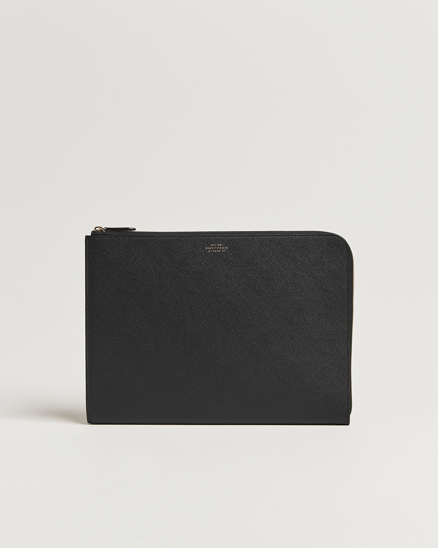 Smythson Panama Small Laptop Case Black – Noir