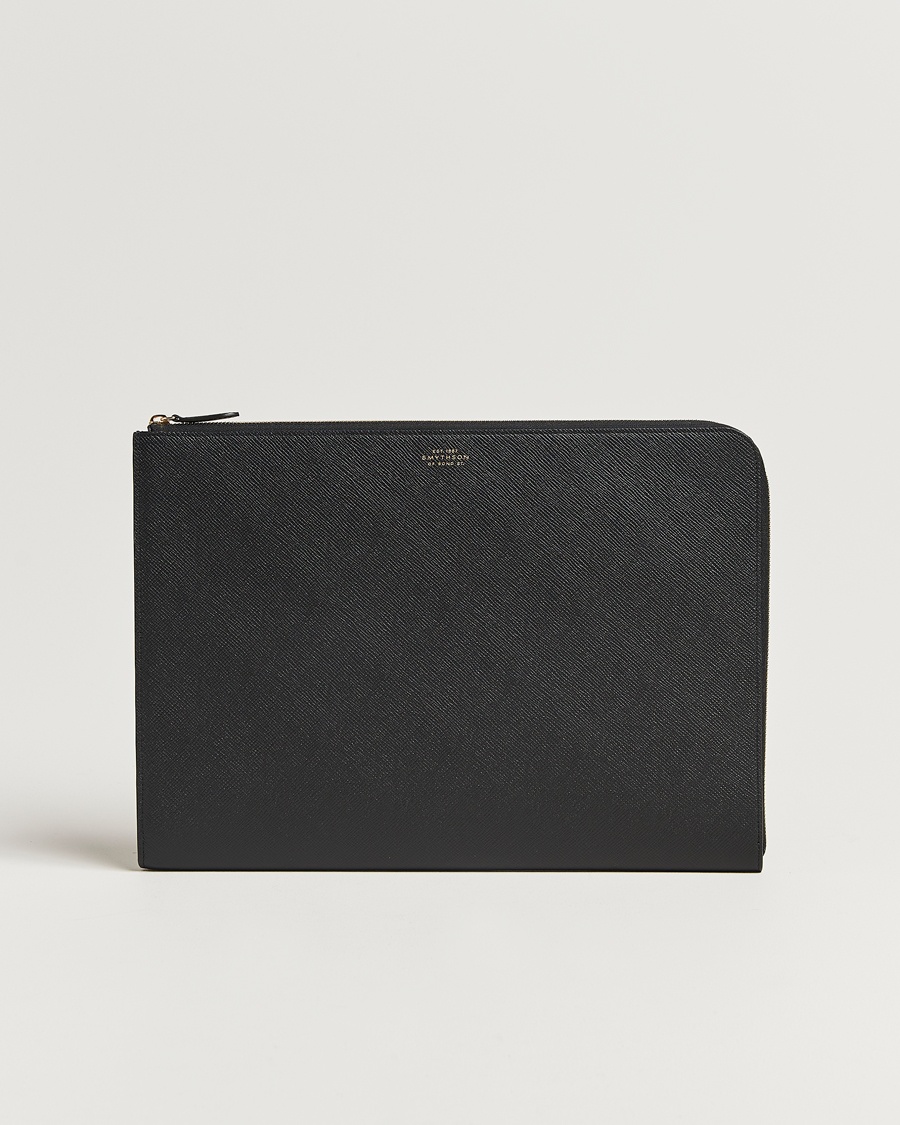 Smythson Panama Large Laptop Case Black – Noir