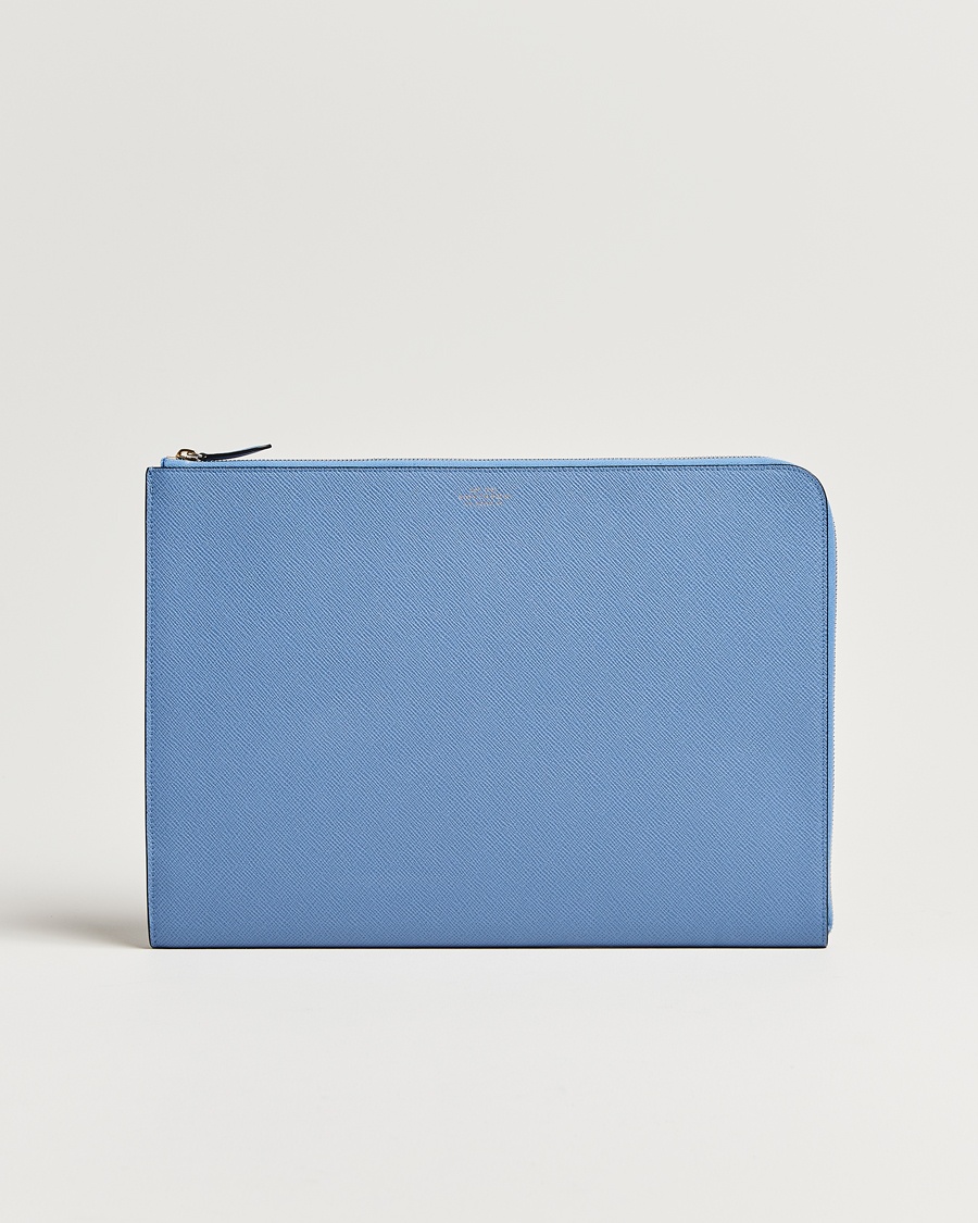 Smythson Panama Large Laptop Case Nile Blue – Bleu