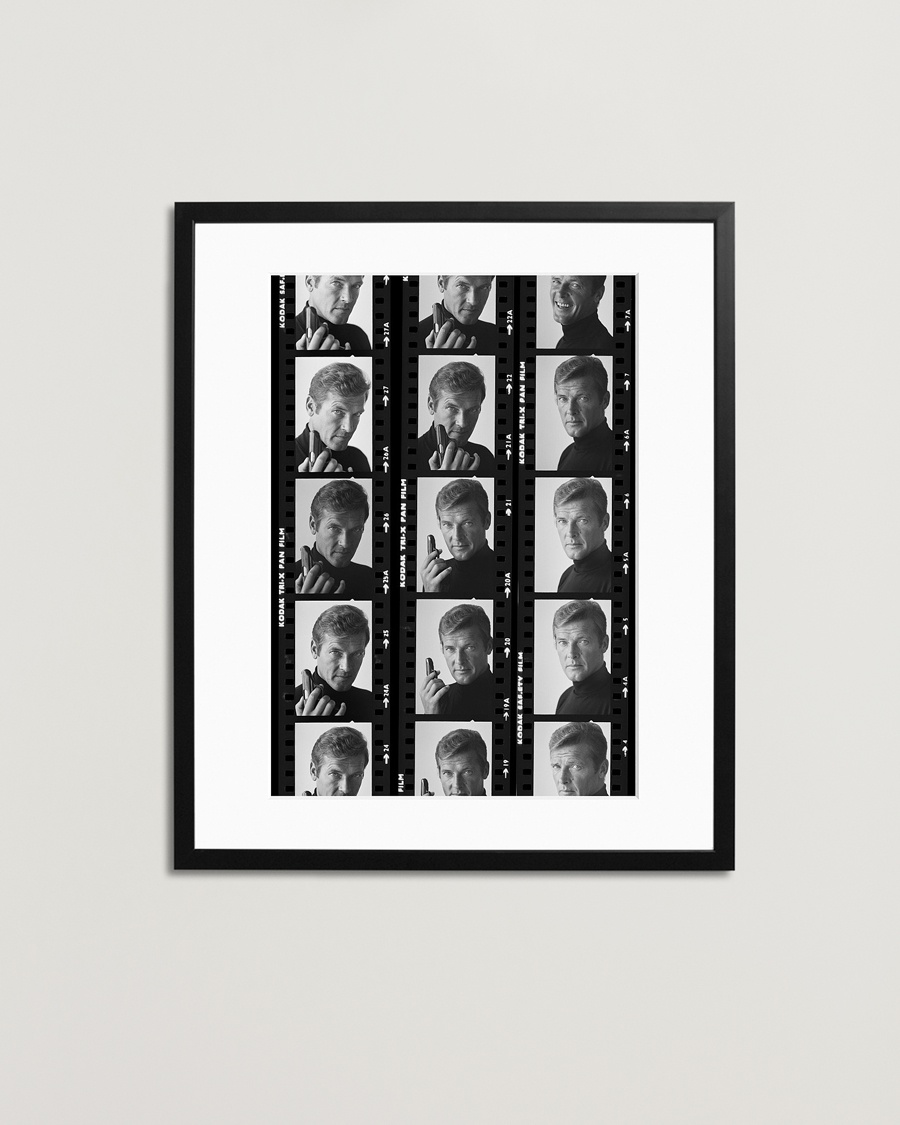 Sonic Editions Framed Roger Moore Contact Sheet – Noir