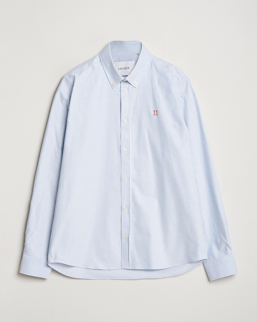 LES DEUX Konrad Contrast Oxford Shirt Light Blue/White – Bleu