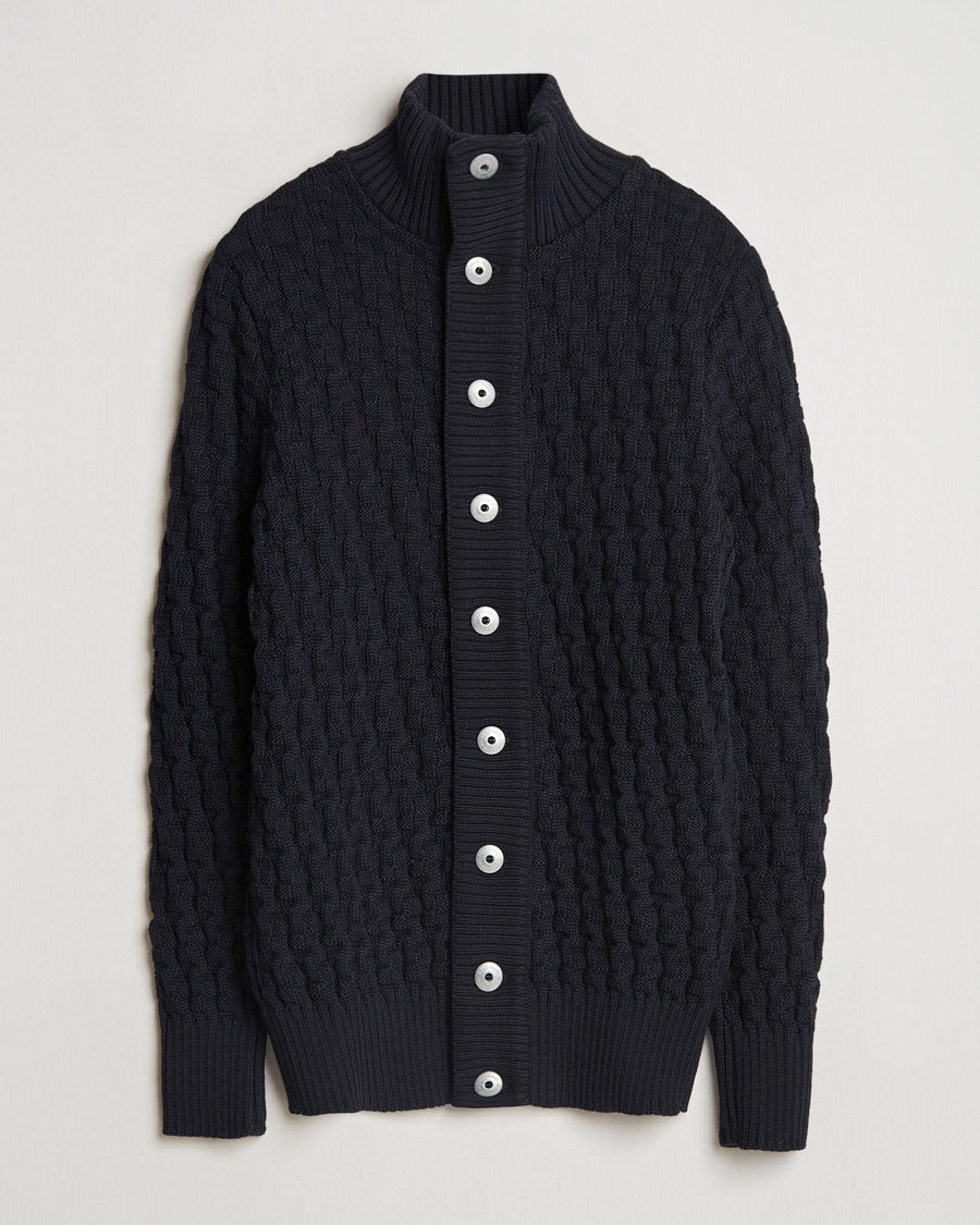 S.N.S. Herning Stark Wool Cable Cardigan Navy – Bleu